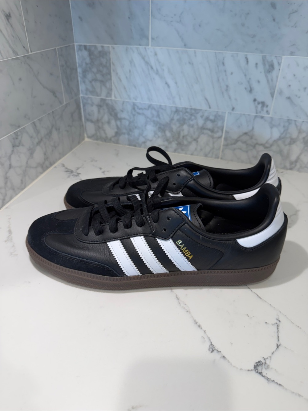 BRAND NEW adidas Samba Black Sneakers with White Stripes and Gum Sole